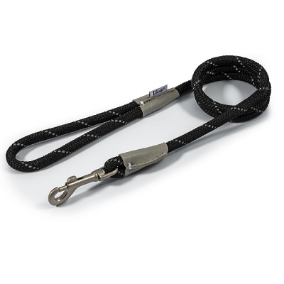 Ancol Viva Rope Refl Snp Lead Blk1cm