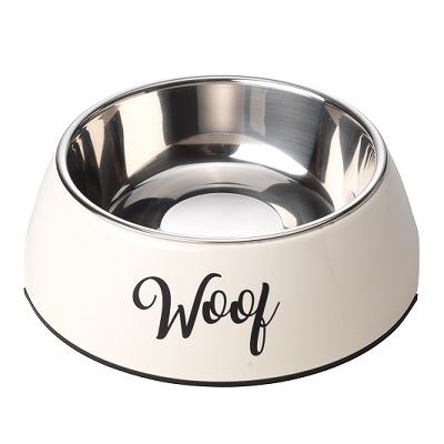 HOP Cream Woof 2 in 1 Dog Bowl