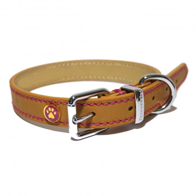 Lux Leather Tan Collar 10-14″ x 1/2″