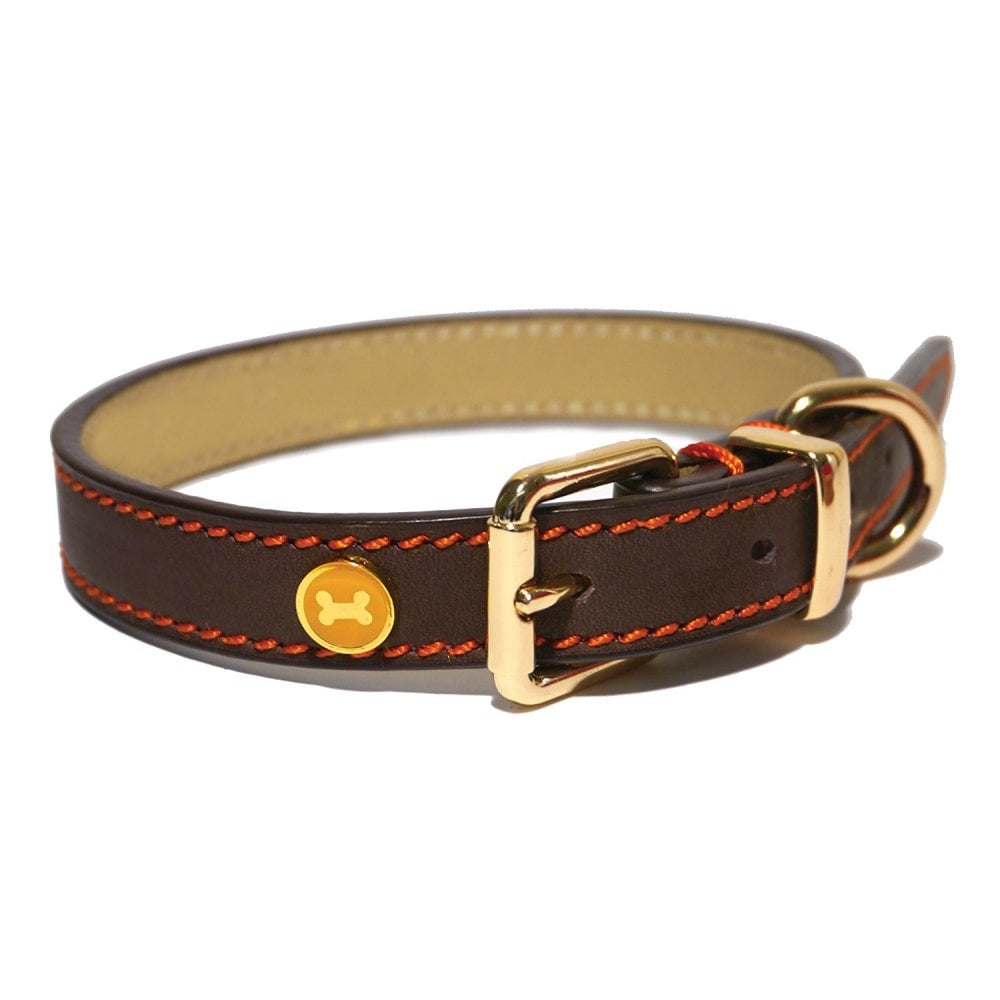 Lux Leather Brown Collar 14-18″ x 3/4″
