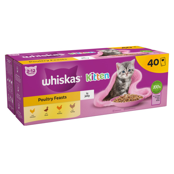 Whiskas Pch 2-12m Kit Pltry Jel 40x85g