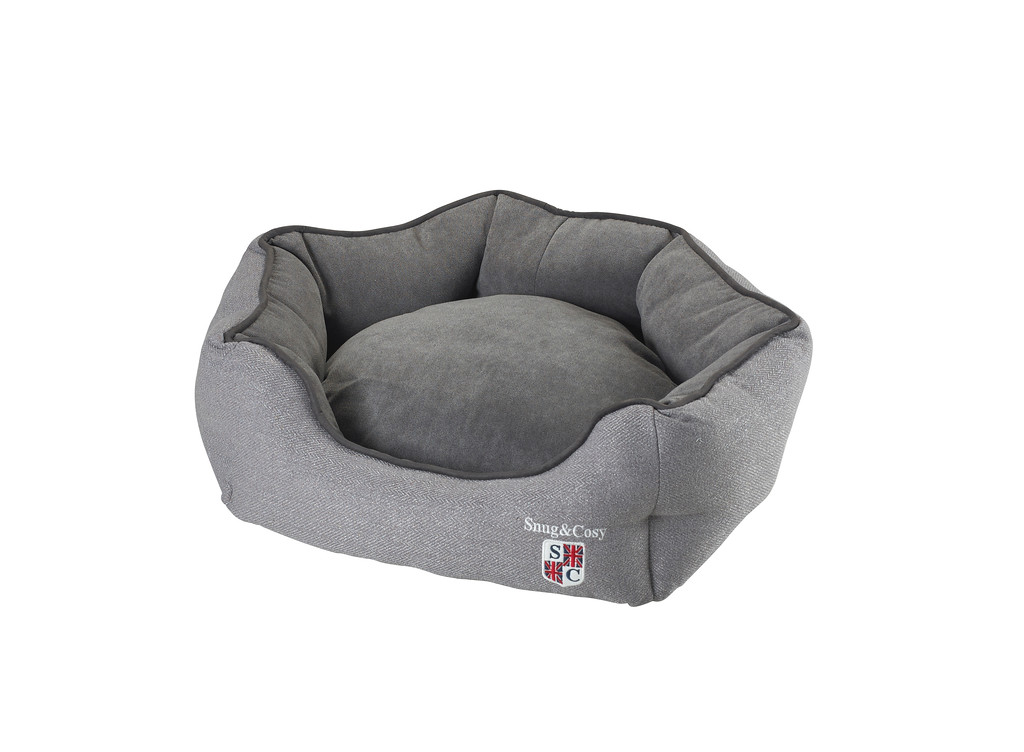 Snug&Cosy Bolster Plain Grey Oval Bed