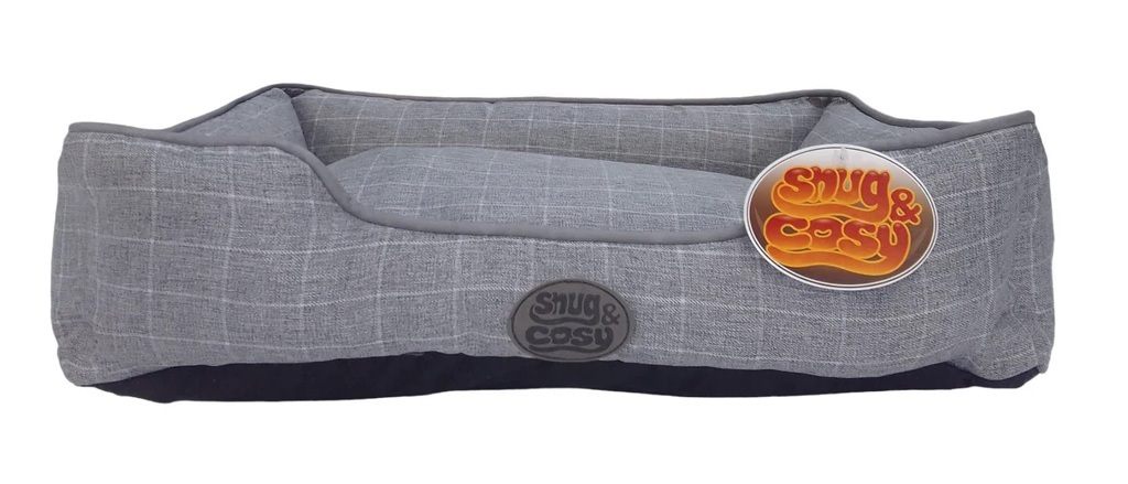 Snug&Cosy Gry Square Check Rectangle Bed