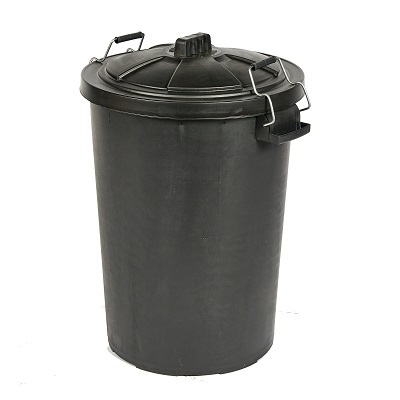 Heavy Duty Dustbin&Lid w Clip Blck 85 L