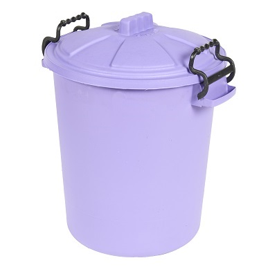 Heavy Duty Dustbin&Lid w Clip Purp 50 L