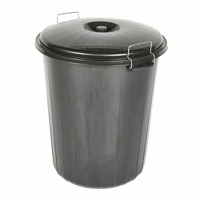 Heavy Duty Dustbin&Lid w Clip Black 70 L