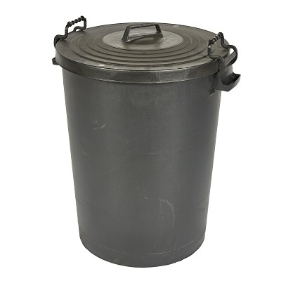 Heavy Duty Dustbin&Lid w Clip Blk 110L