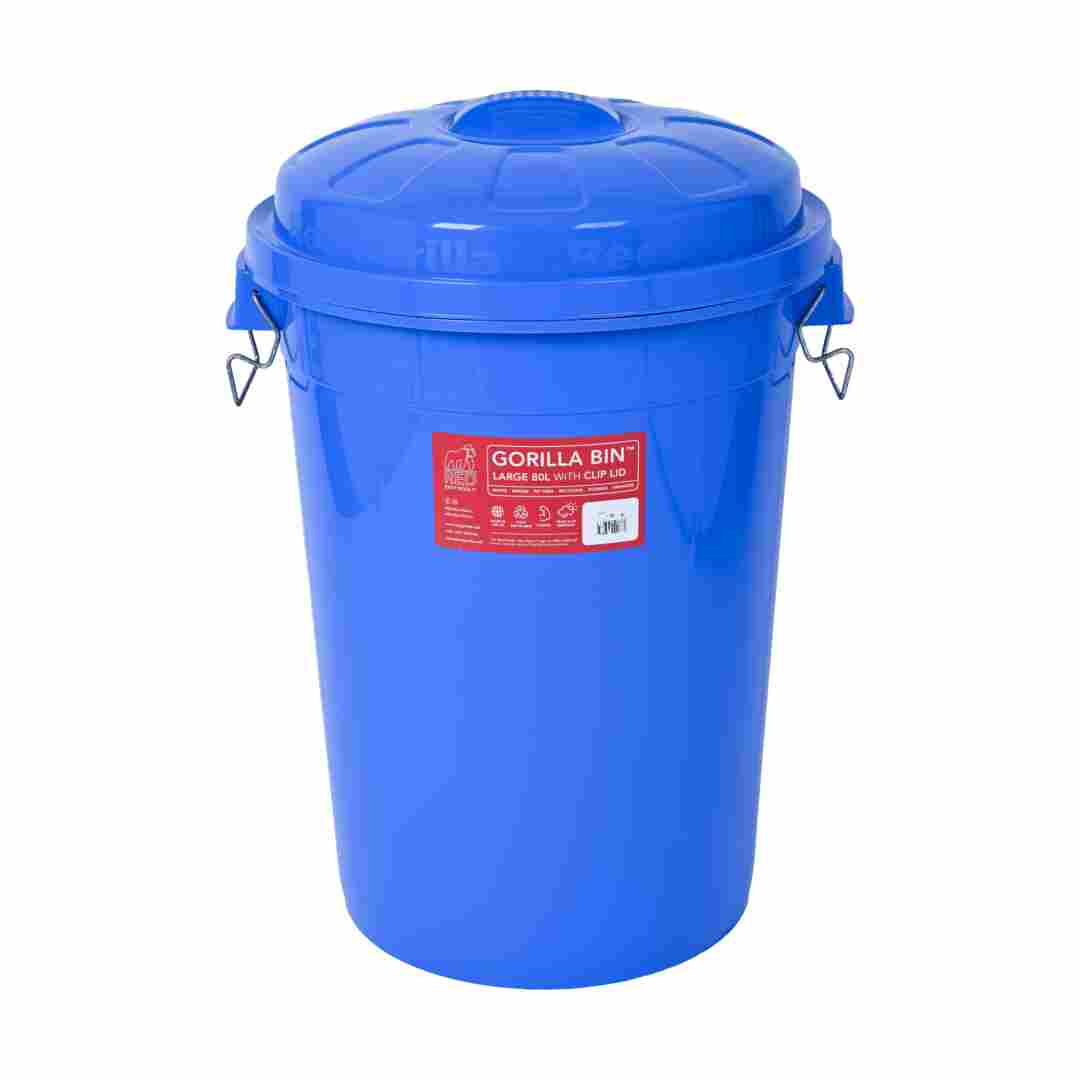 Red Gorilla Bin with Clip Lid Blue 80 L